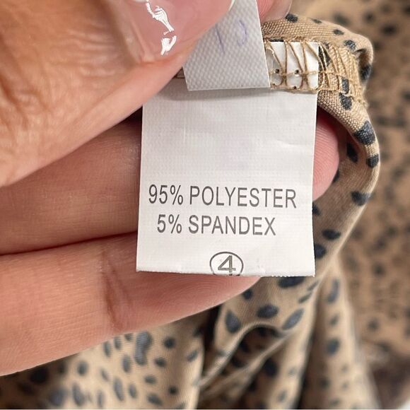 Women’s Brown Cheetah Print Boho Puff Sleeve Ruffle Tiered Maxi Dress Small - Picture 7 of 12